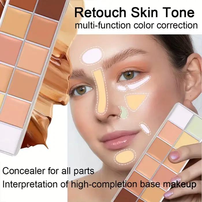 Palette de correcteurs correctrice de 12 couleurs avec brosse anti-cernes