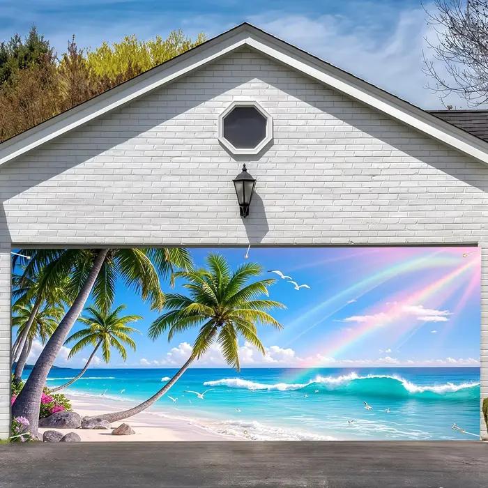 1 pièce, porte de garage en palmier de plage tropicale, adaptée à l'extérieur, au garage et à la décoration de fond de style commercial