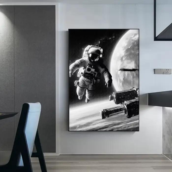Toile imprimée de l'espace rétro de la NASA, Art mural Vintage, fusée d'astronaute, Station spatiale, planètes, affiche pour salon, décoration de maison et de bureau