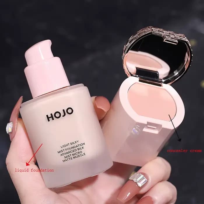 HOJO 2 en 1 Base visage liquide brume fond de teint crème couverture complète correcteur contrôle de l'huile