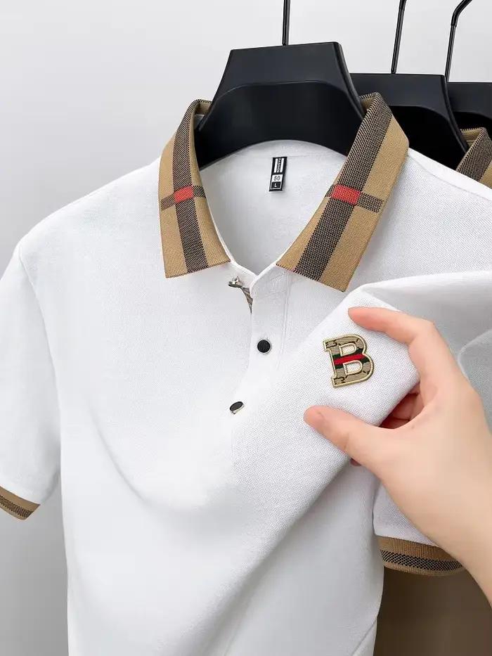 Polo à manches courtes de marque de luxe pour hommes, nouveau t-shirt Paul en coton et soie respirant haut de gamme, mode décontractée pour hommes