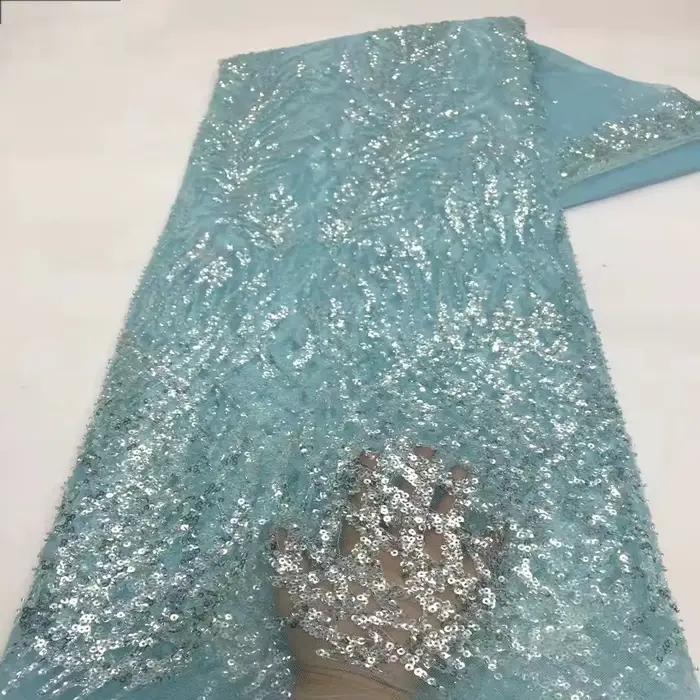 Robe de mariée blanche, accessoires de matériel pour robe de Cocktail, fond en maille, Tube perlé, tissu à paillettes brodé