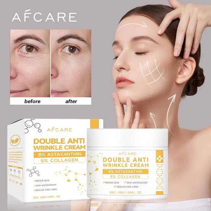 Crème au collagène et à l'astaxanthine double action anti-rides avec du rétinol - Atténue les ridules