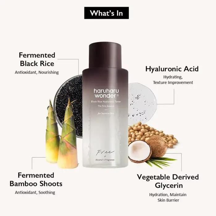 Huile nettoyante hydratante au riz noir, acide hyaluronique, eau apaisante pour peaux sensibles, soins de la peau coréens