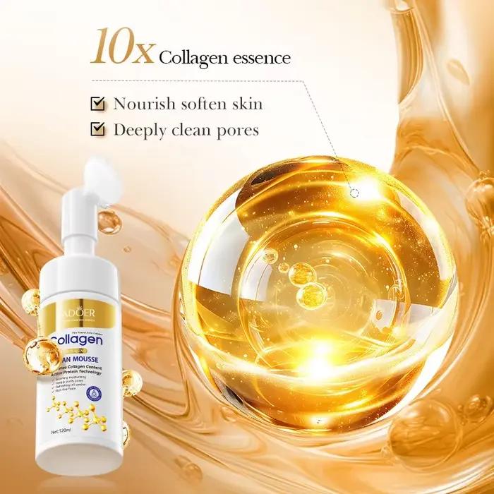 SADOER collagène nettoyant pour le visage Mousse nettoyage en profondeur soin de la peau hydratant raffermissant lavage