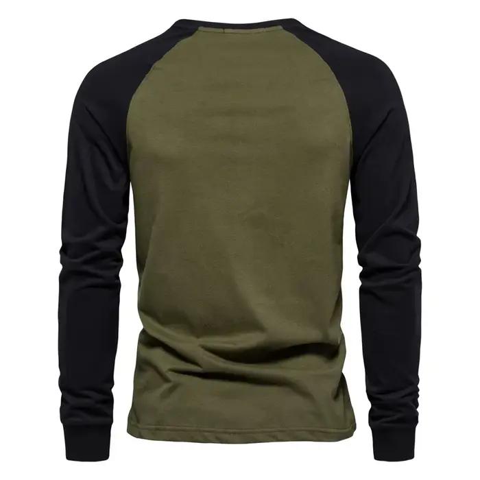 New Long-sleeved Men's Bottoming Shirt Cross-border Splicing T-shirt Men's Round Neck Casual Men's Cotton Embroidery