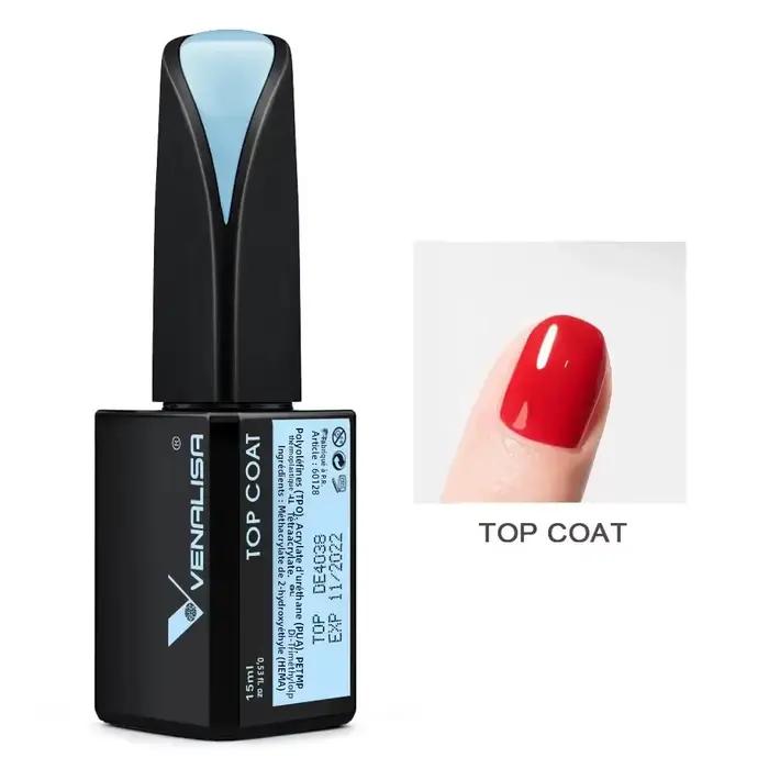 VENALISA 15ml Vernis à ongles gel haute brillance, base et top coat, durcissable aux LED/UV, longue tenue, sans résidu, pour manucure professionnelle