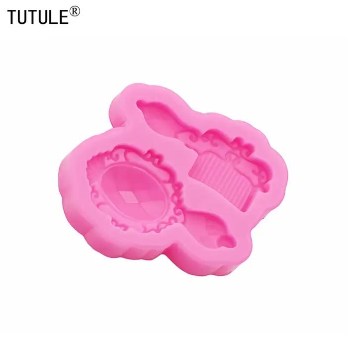 Miroir de maquillage peigne liquide Fondant gâteau silicone moule cuisson chocolat décoration outils bijoux à bricoler soi-même polymère argile silicone moule