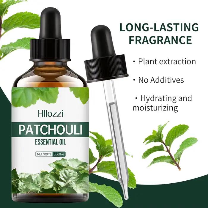 Huile essentielle de patchouli pour diffuseurs, huile essentielle hydratante, nourrissante, hydratante, de massage