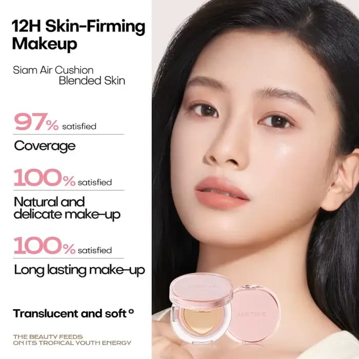 Mistine Foundtion coussin d'air avec finition rosée naturelle maquillage hydrater nourrir crème en poudre pour peau combinée 13g 1 pièce