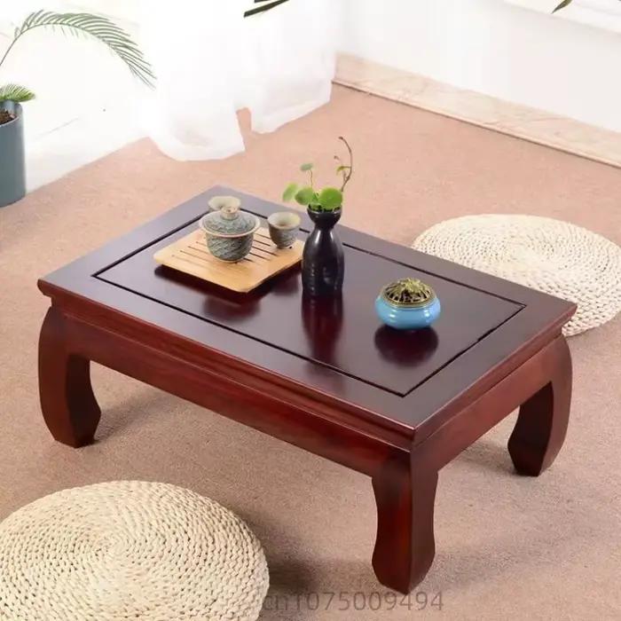 Support pour statue de Bouddha, base en bois de poirier, rétro, carré, petite table, artisanat, décoration intérieure, ornement, base pour aquarium, théière