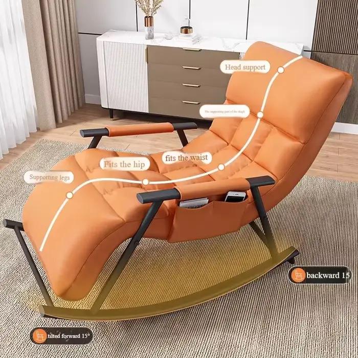Chaise à bascule moderne de luxe pour adultes, canapé-lit, relaxation, paresseux, magique, pliable, inclinable, salon, cadre en acier, simple rembourré