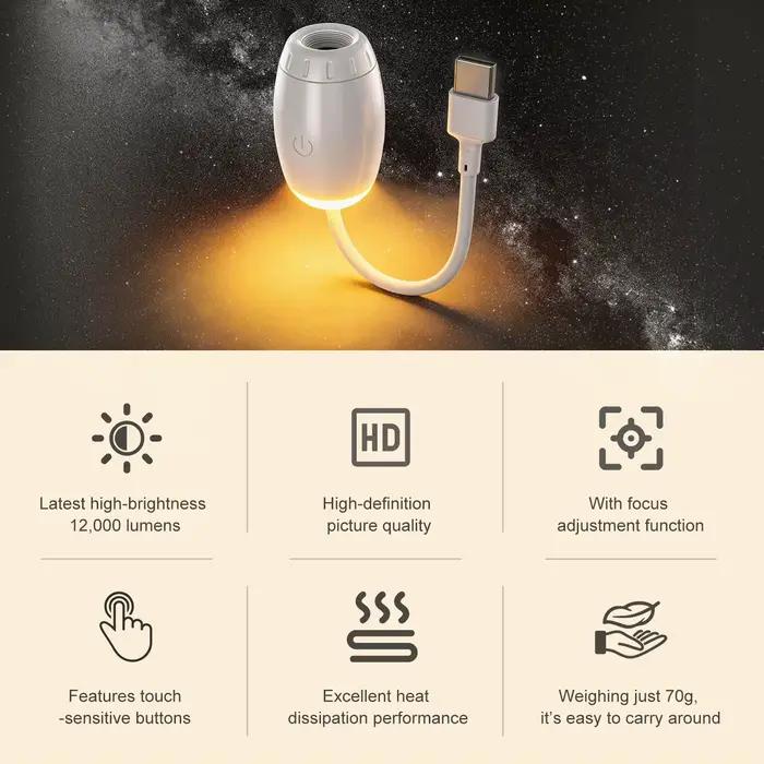 Mini projecteur d'étoiles galactiques deux-en-un, veilleuse, lumière d'ambiance pour la maison, décoration de chambre et de voiture, cadeau pour enfants