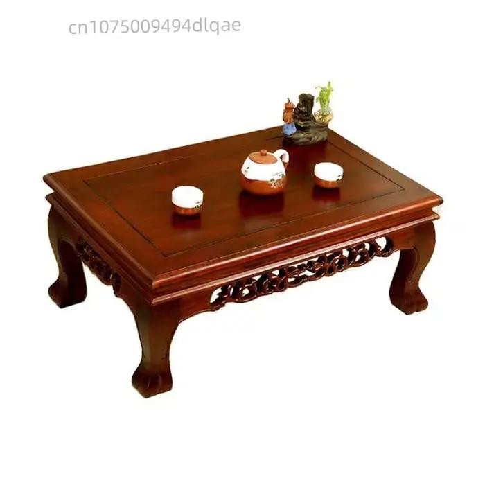 Support pour statue de Bouddha, base en bois de poirier, rétro, carré, petite table, artisanat, décoration intérieure, ornement, base pour aquarium, théière