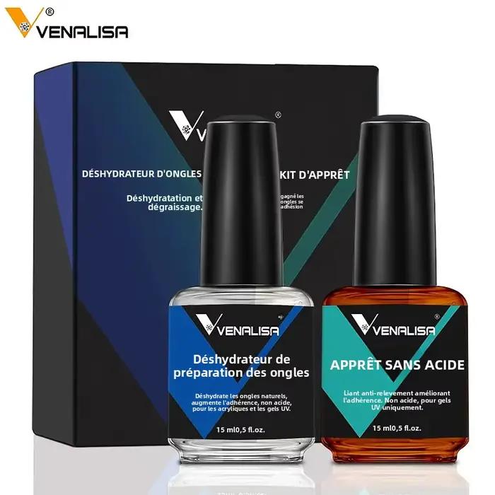 Ensemble de 2 déshydrateurs et d'apprêts sans acide pour ongles en acrylique et gel UV, base adhésive forte et longue durée