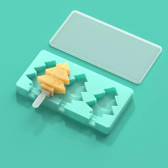 Moule à Crème Glacée en Forme d'Arbre de Noël avec Couvercle, Cube de Glace de Qualité Alimentaire, Moules à Gâteaux au Chocolat, Outils de Cuisine Domestique, Cadeaux