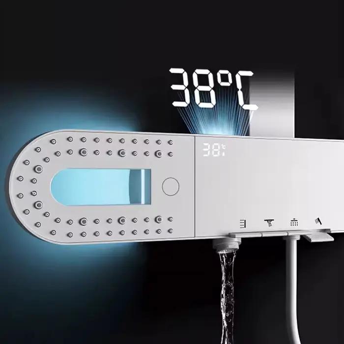 Système de douche de Massage à Jet arrière de luxe, SPA, robinet de salle de bains complet, ensemble complet de robinets mélangeurs de baignoire à pluie, colonne de douche cascade Smart LED bain numér