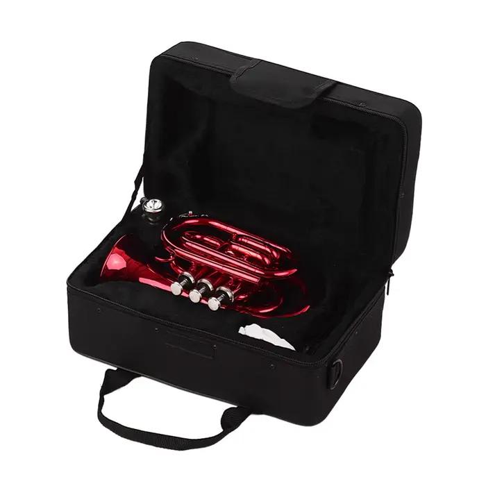 Muslady trompette Mini trompette Bb plat en laiton matériel Instrument à vent avec embout gants chiffon de nettoyage étui de transport