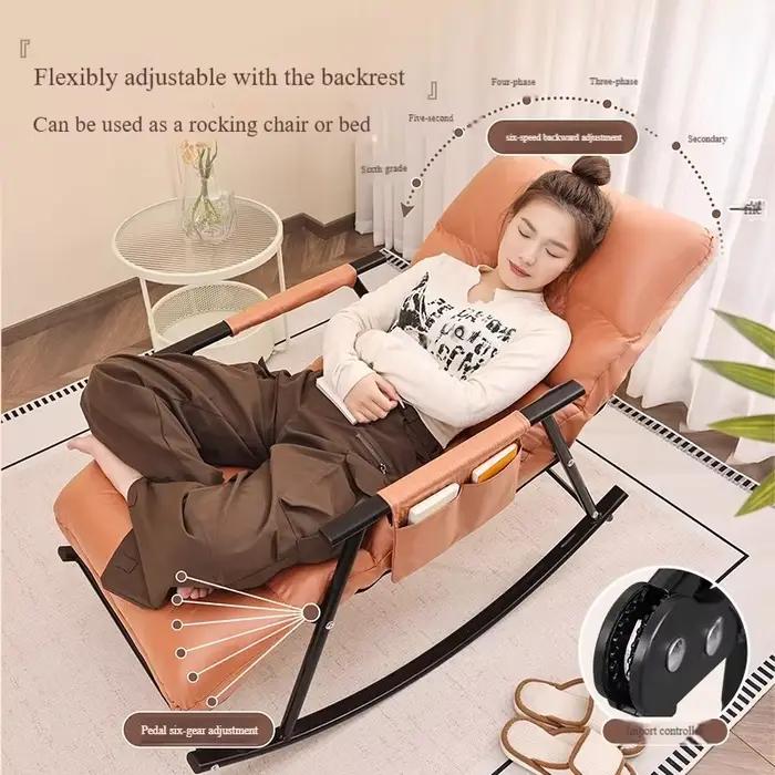 Chaise à bascule moderne de luxe pour adultes, canapé-lit, relaxation, paresseux, magique, pliable, inclinable, salon, cadre en acier, simple rembourré