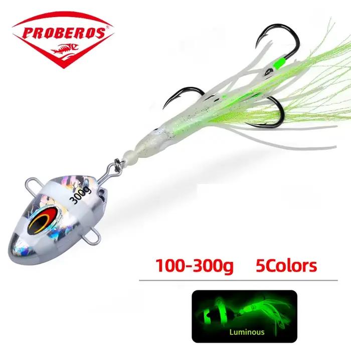 PROBEROS métal JIG lueur lente gabarits leurre 100g-300g plate-forme de calmar appât de pêche en haute mer mer mal de mer poisson à voile leurre appât inférieur