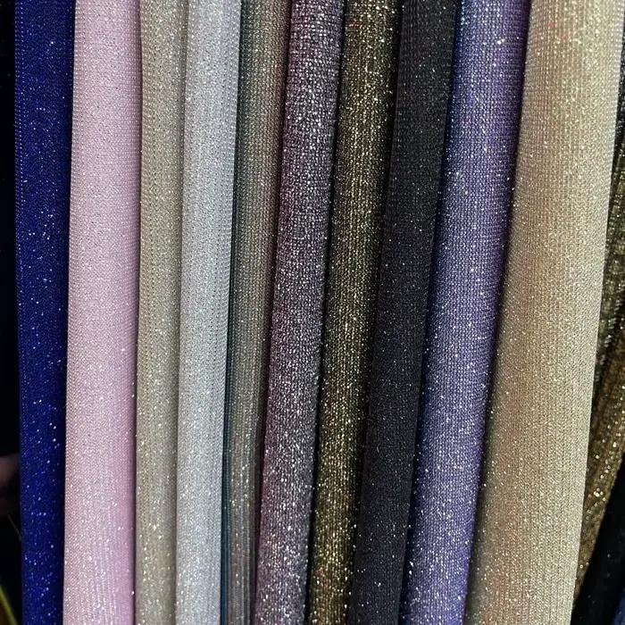 Tissu tricoté scintillant effet ciel étoilé laser, tissu élastique pour arrangements DIY, tissu de fond, tissu de couture pour robes