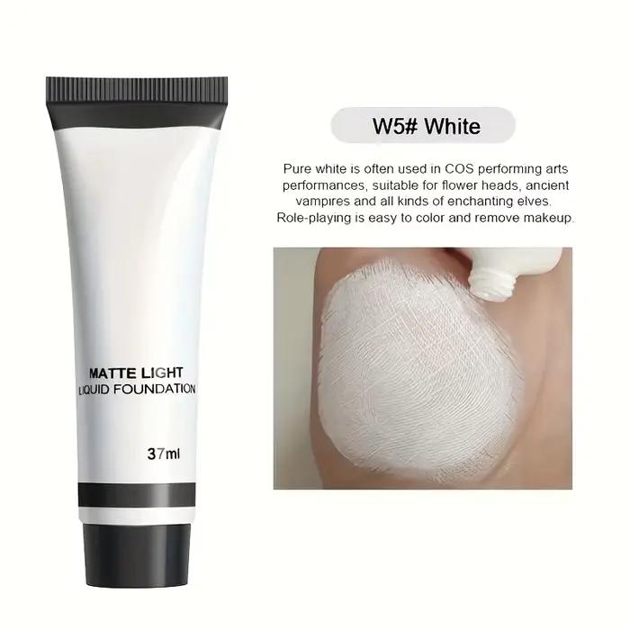 Fond de Teint Mat Blanc Lumineux Purifiant Longue Tenue pour Cosplay & Festival Couvrance Totale