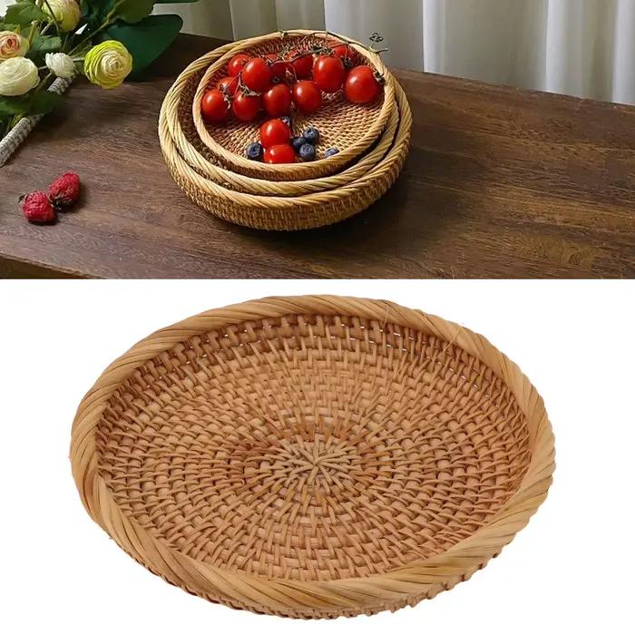 Escalier de service traditionnel en rotin naturel, tissé à la main, élégant, fruits, comptoir de cuisine, table, en option, 19cm, 22cm, 25cm