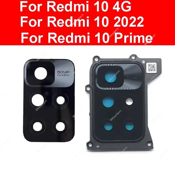 Cadre d'objectif de caméra en verre pour Xiaomi Redmi 10 2022 Prime 4G, support d'objectif de caméra arrière, pièces de rechange pour téléphone portable