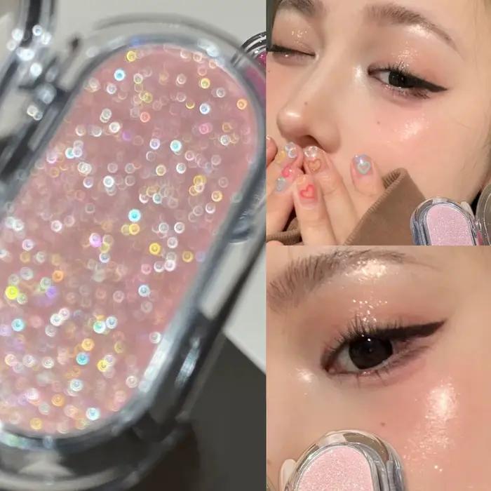 Palette de Fards à Paupières Scintillants et Lumineux, Poudre de Contour Visage, Bronzer Effet Lumière Aquatique, Cosmétiques Yeux Charmants