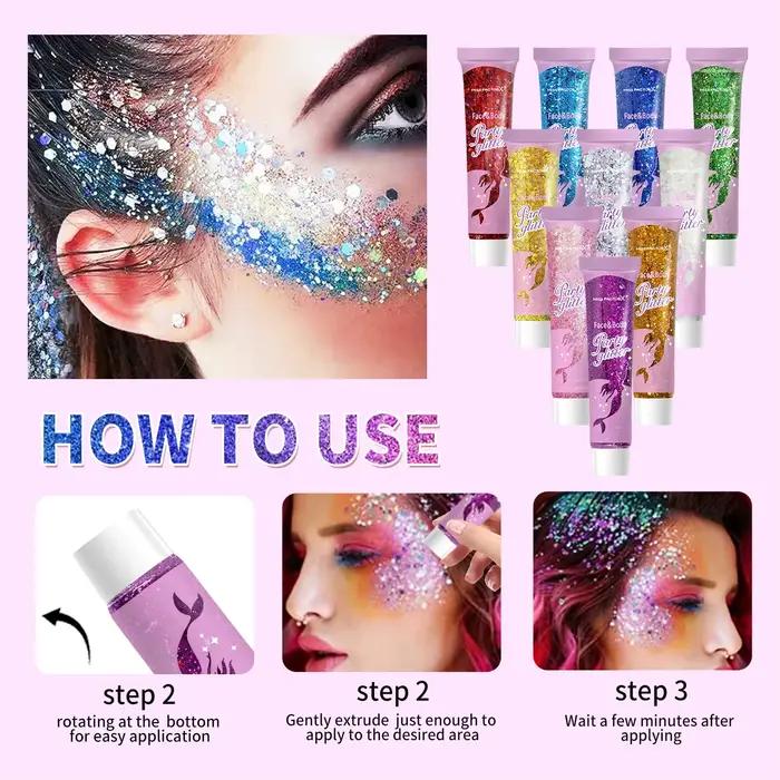 30 pièces/boîte de gel pailleté pour le visage et le corps