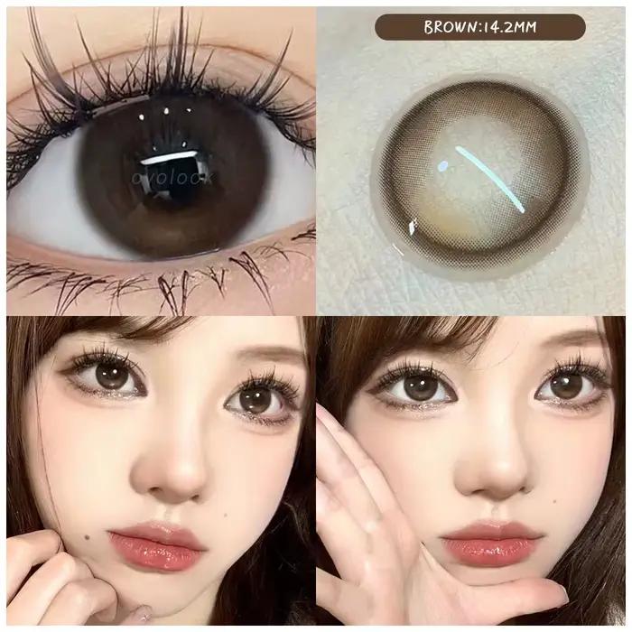 OVOLOOK - 1 paire de lentilles de contact colorées rose et marron