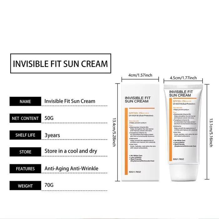 Crème solaire hydratante à la niacinamide, crème solaire bloquant les rayons UV, soulage la peau, légère, invisible, protection estivale, 50g, soins de la peau