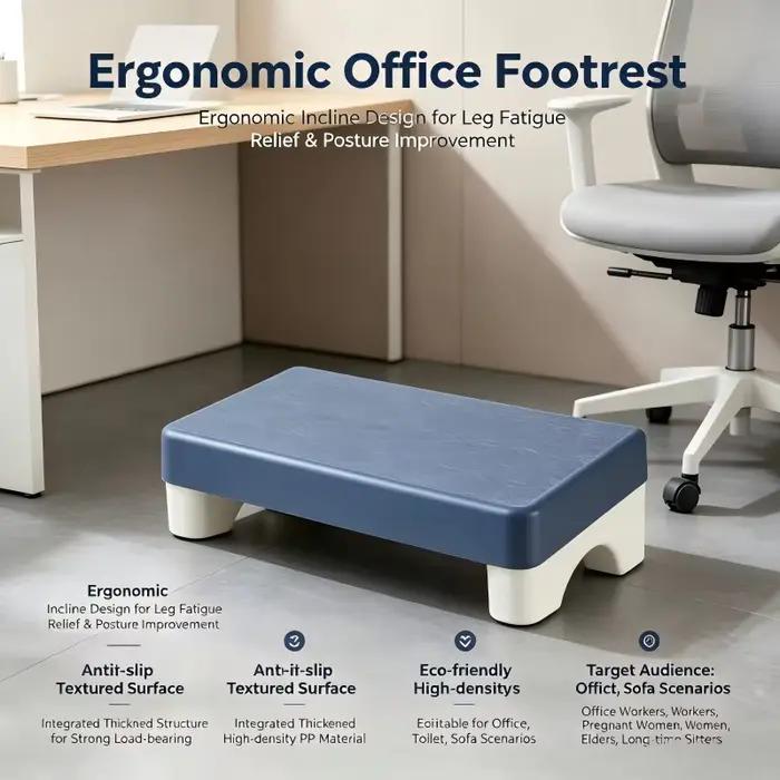 Repose-pieds ergonomique en PP sous le bureau, repose-pieds confortable et peu encombrant pour le travail au bureau, les études, le canapé, la maison