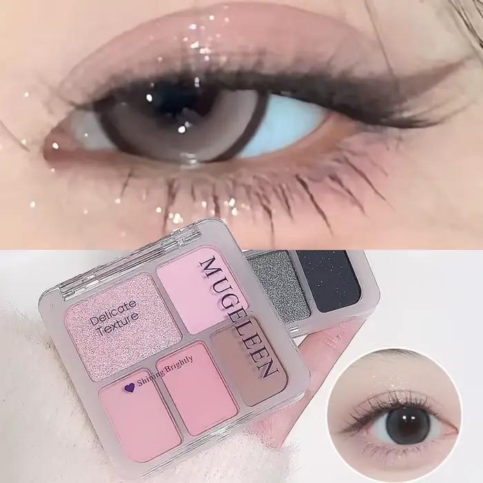 Palette de fards à paupières punk smokey 5 couleurs argenté noir mat scintillant nu pour femmes occasions spéciales halloween cosmétiques résistants à l'eau