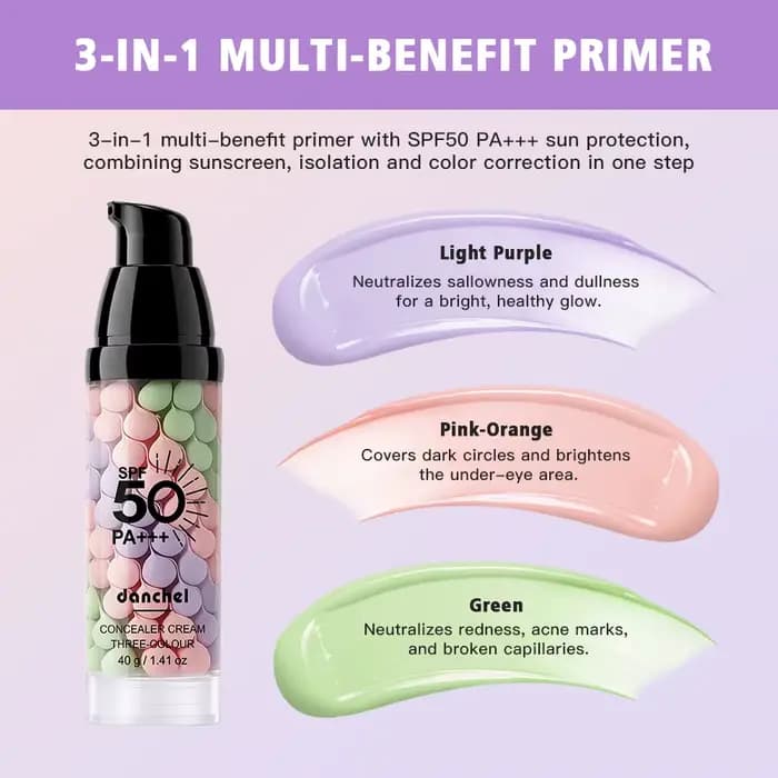 Base de maquillage 3-en-1 SPF 50 correctrice de couleur