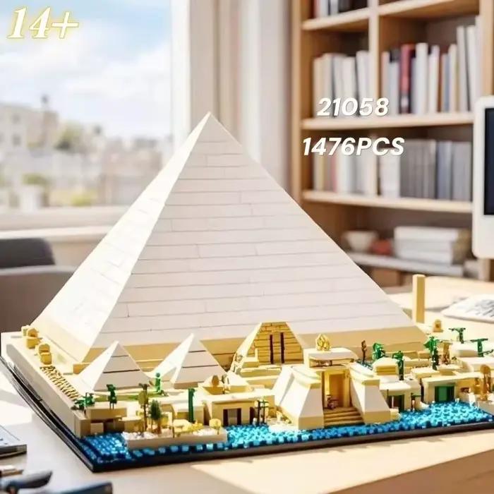 Nouvel ensemble de construction de la Grande Pyramide de Gizeh de 1476 pièces, cadeau de Noël pour enfants et adultes, modèle de pyramide égyptienne à faire soi-même