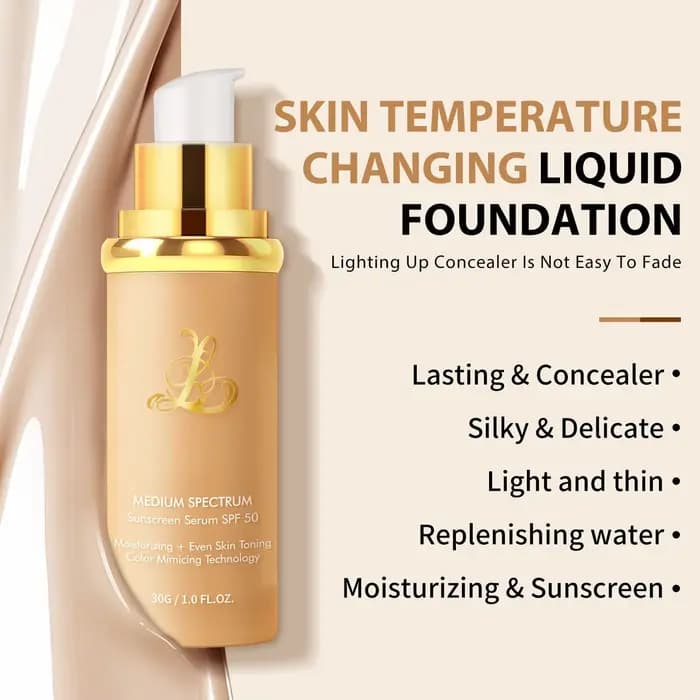 2025 Forever Bloom Inspired Fond de teint liquide 4 en 1 Couverture moyenne hydratante avec SPF50+