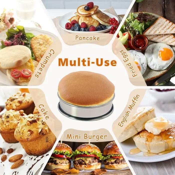 Anneaux à muffins ronds en acier inoxydable, 12 pièces, anneaux à tarte doubles roulés, moules métalliques pour la fabrication de muffins à crumpets