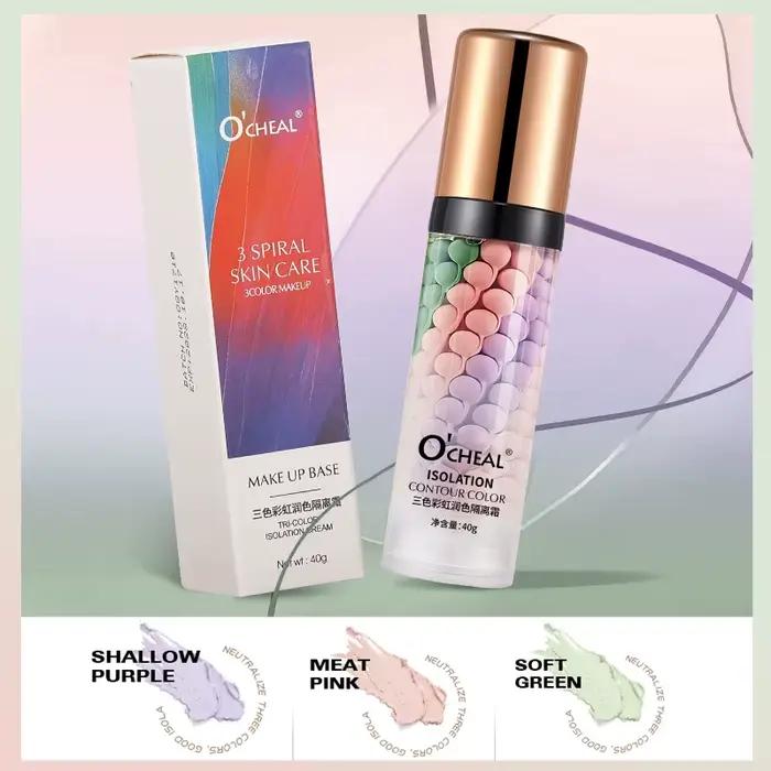 O'CHEAL une étape trois couleurs spirale Contour Isolation apprêt crème hydratante soin du visage correcteur fond de teint maquillage cosmétique