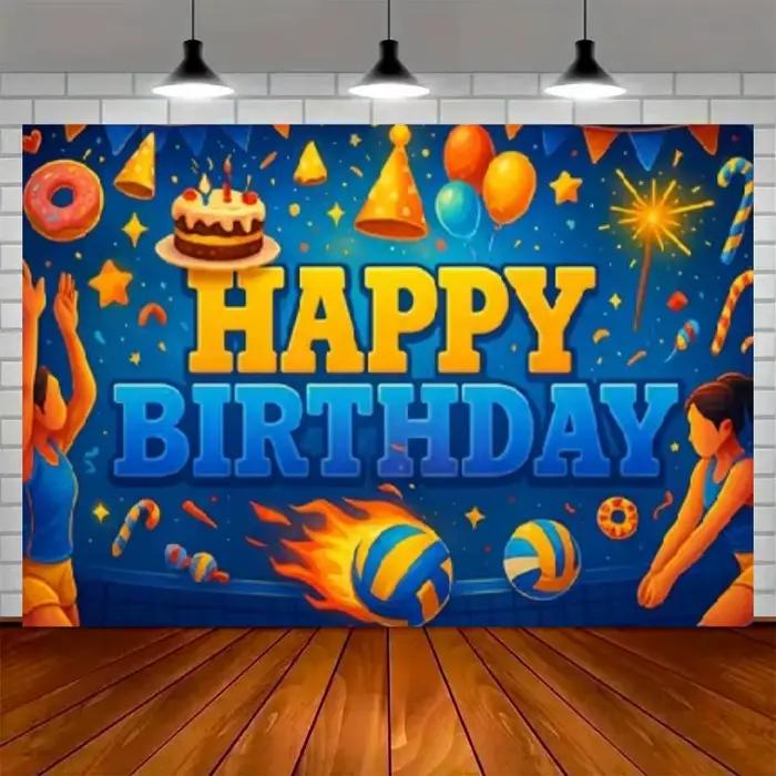 Décor de fond sur le thème du volley-ball, pour fête d'anniversaire sur la plage, salle de fitness, couloir, ou comme accessoire de bannière