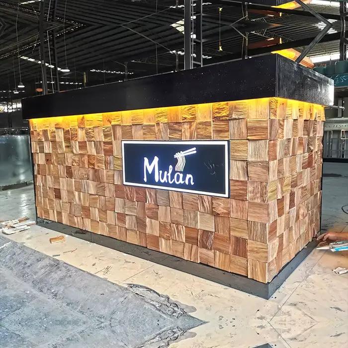 Papier peint adhésif pour cloison murale, panneau mosaïque en bois de teck récupéré, finition patinée, Texture 3D, fonction TV murale