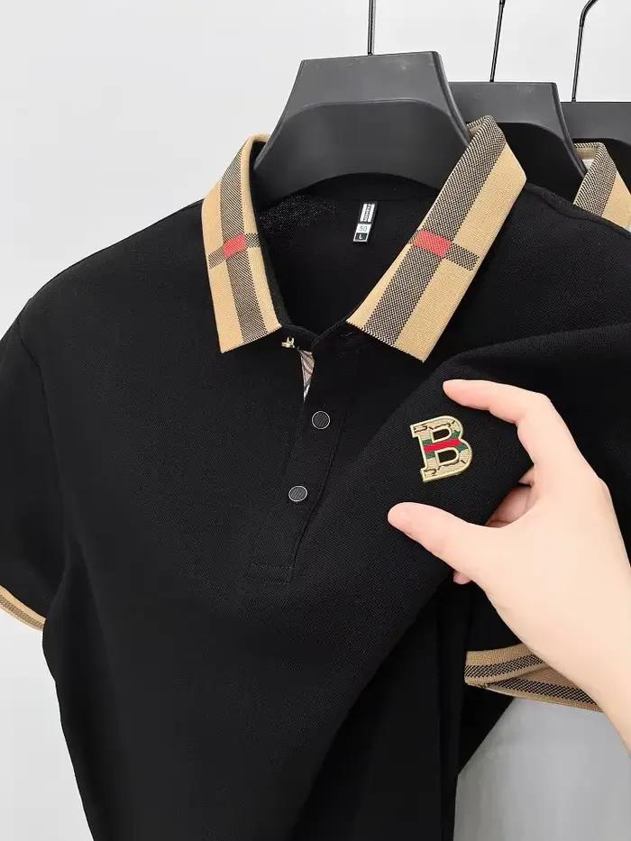 Polo à manches courtes de marque de luxe pour hommes, nouveau t-shirt Paul en coton et soie respirant haut de gamme, mode décontractée pour hommes