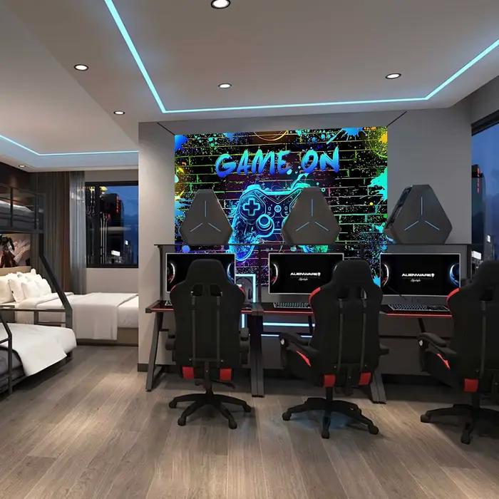 Jeu sur toile de fond jeu vidéo pour niveleur fête d'anniversaire décoration jeu vidéo joyeux anniversaire fond jeu nuit Arcade néon G