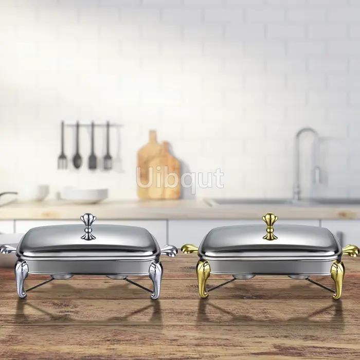 Réchaud Buffet ensemble plat de service 2,4 l 2.9 en acier inoxydable Buffet plus chaud marmite détachable avec couvercle poignée événements cuisine