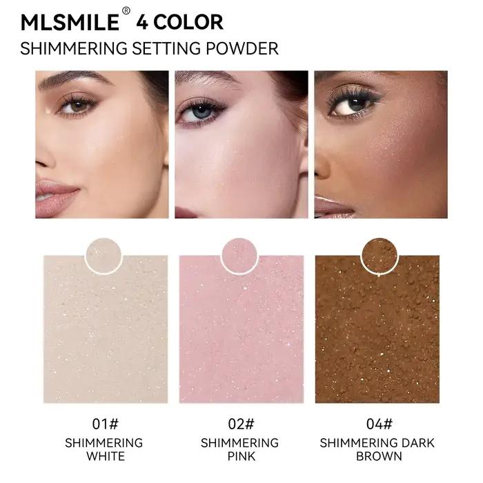 MLSIMLE 4 couleurs naturel miroitant perle réglage poudre contour mise en évidence imperméable à l'eau résistant à la