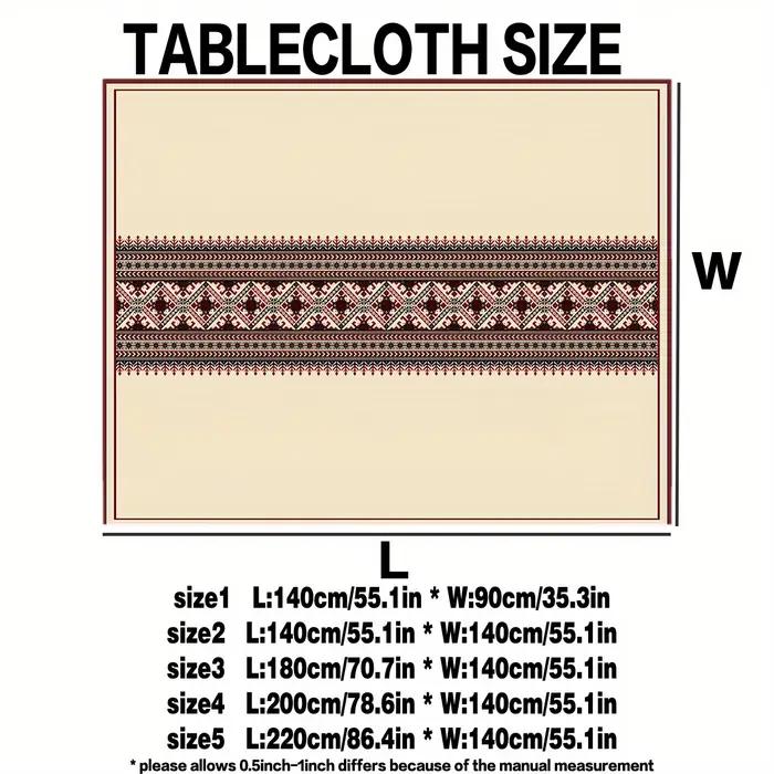 Nappe à motif géométrique ethnique sur fond beige, housse de table imperméable en polyester pour la maison, la cuisine, la salle à manger, les fêtes et les vacances
