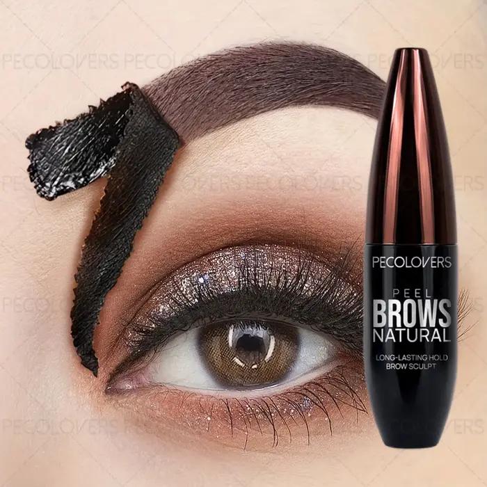 Gel pour sourcils de tatouage Pecolover, imperméable, semi-permanent, longue durée, noir marron, résistant à la sueur, formation de Film, déchirant, 1 pièce