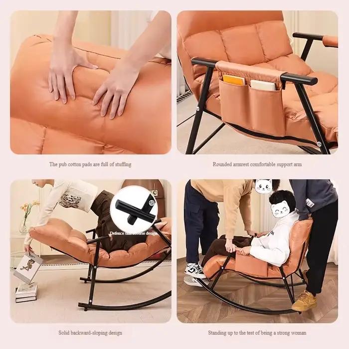 Chaise à bascule moderne de luxe pour adultes, canapé-lit, relaxation, paresseux, magique, pliable, inclinable, salon, cadre en acier, simple rembourré