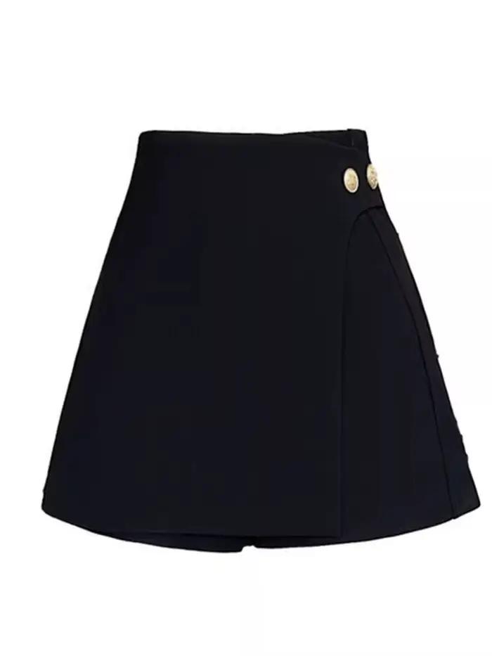 Taille haute a-ligne Mini jupe noir asymétrique femmes printemps nouveau Style minceur jupe pantalon trajet Style Polyester tissu