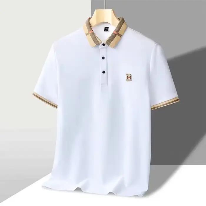 Polo à manches courtes de marque de luxe pour hommes, nouveau t-shirt Paul en coton et soie respirant haut de gamme, mode décontractée pour hommes